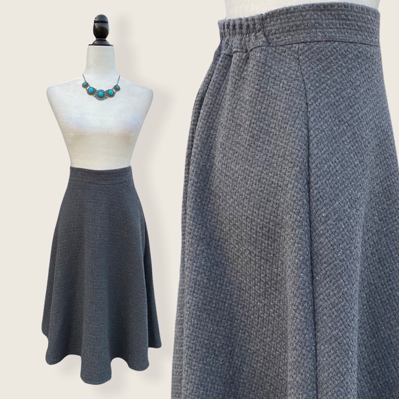 NWT Oak + Fort Women’s A-Line Dark Gray Waffle Knit Midi Skirt XS - Picture 2 of 15